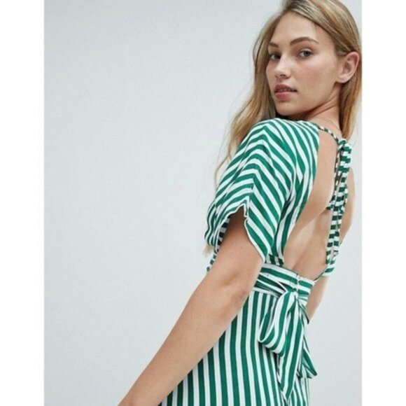 NWT Faithfull The Brand Milan Striped Green Dress Women Size US Small/4 - Picture 11 of 14